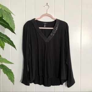 H&M Flowy Longsleeve Blouse with Sparkle Neckline
